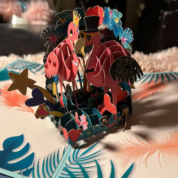 New Anniversary 3D Pop Up Card Greeting Card- Envelope and Note Tag-Flamingo - Picture 7 of 7